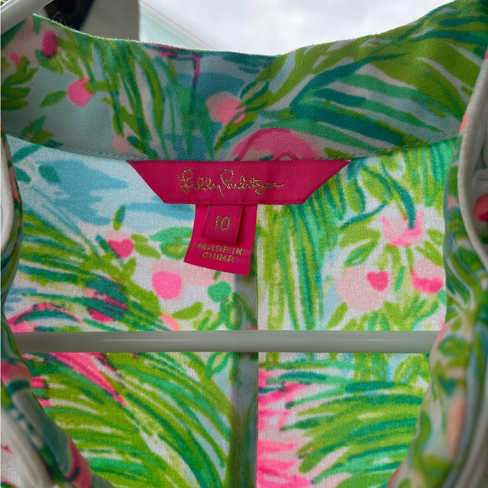 Lilly Pulitzer Leafy Print Dress in Pink and Green
